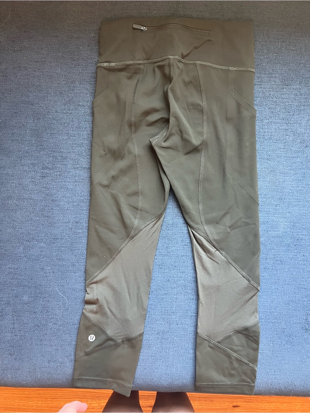 lululemon athletica Olive Green Leggings with Mesh Panels